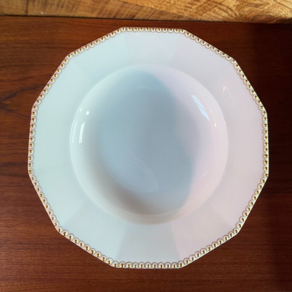 Nymphenburg white and gold Perl porcelain deep plates